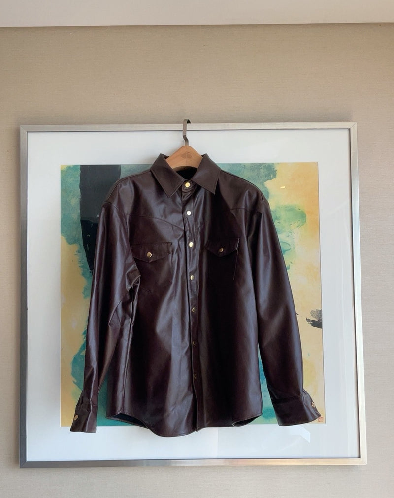 faux leather shirt in brown / chocolate