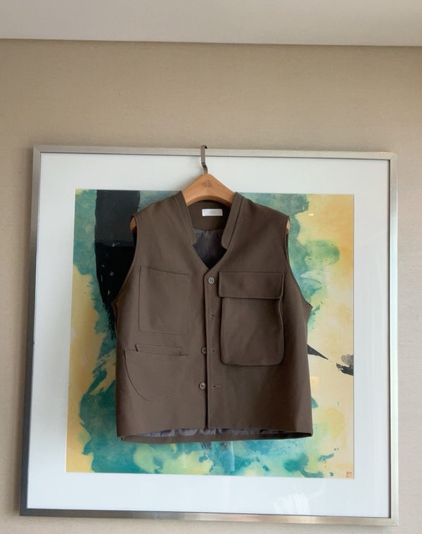 clean cut structured caramel brown vest